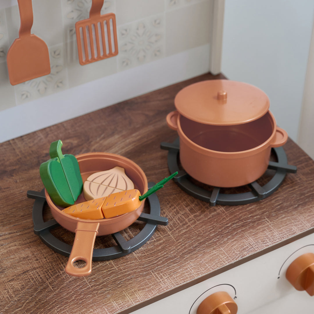 Wooden Play Kitchen with 14 Accessories, Off-White - Little Chef Normandy by Teamson Kids