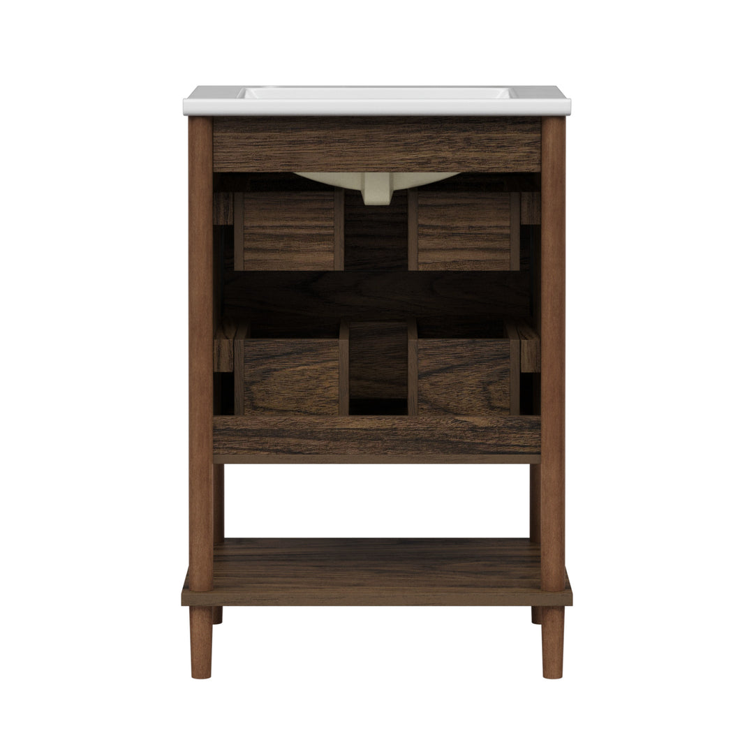 Teamson Home Ellery 24" Single Bathroom Vanity with Two Drawers, Walnut