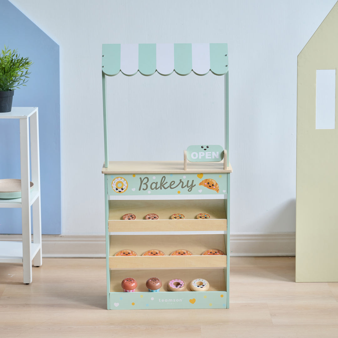 Wooden Bakery Shop with 12 Accessories, Mint -  Jolly Pals by Teamson Kids