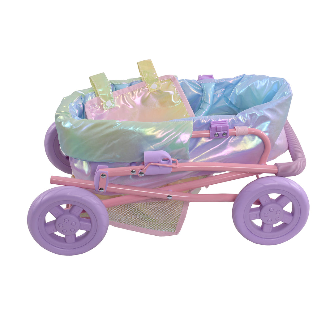 american doll double stroller Olivia's Little World Deluxe 2-in-1 Baby Dolls Stroller, Iridescent Ra – US
