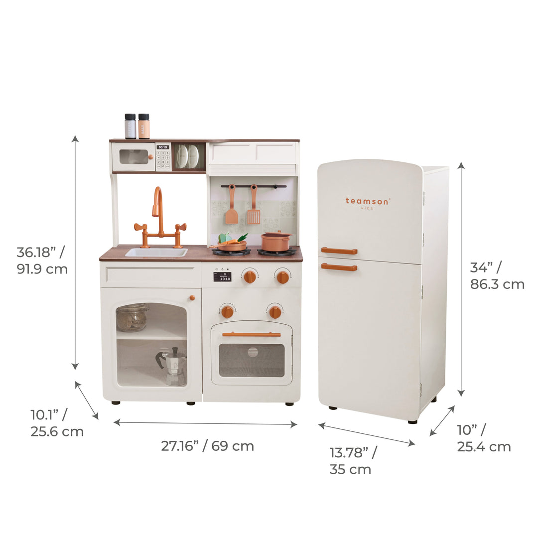 Wooden Play Kitchen with 14 Accessories, Off-White - Little Chef Normandy by Teamson Kids