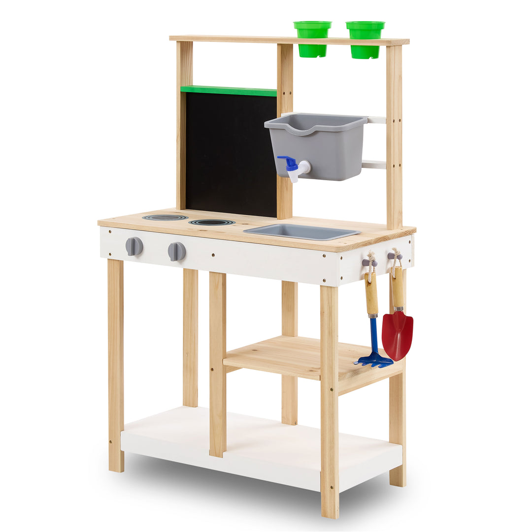 Clover Wooden Mud Kitchen with Sink for Pretend Play by Teamson Kids