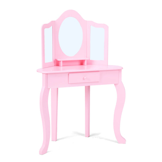 Fantasy Fields Lady Alessandra Kids Corner Vanity Table & Stool, Pink ...