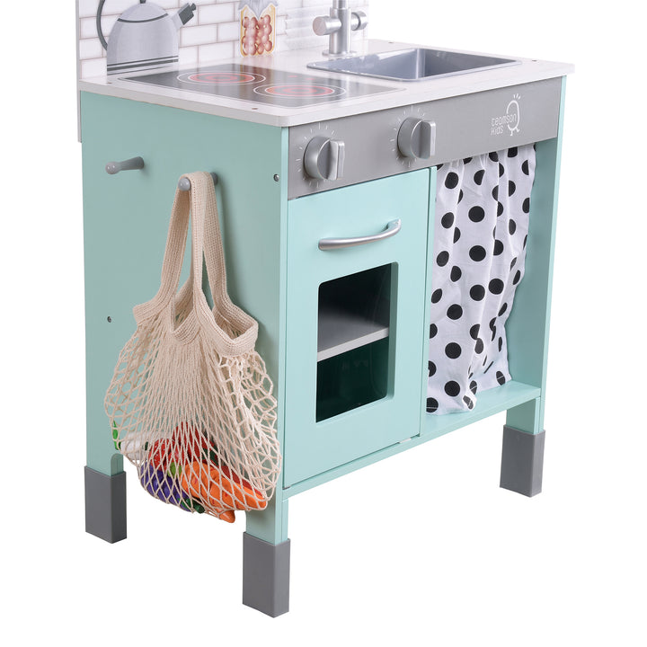 Teamson Kids Little Chef Philly Modern Wooden Kitchen Playset, Mint/White