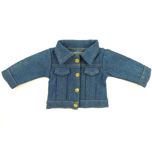 Sophia’s Gender-Neutral Mix & Match Denim Jean Jacket with Exposed Gold  Stitching & Metallic Gold Buttons for 18” Dolls, Indigo Blue