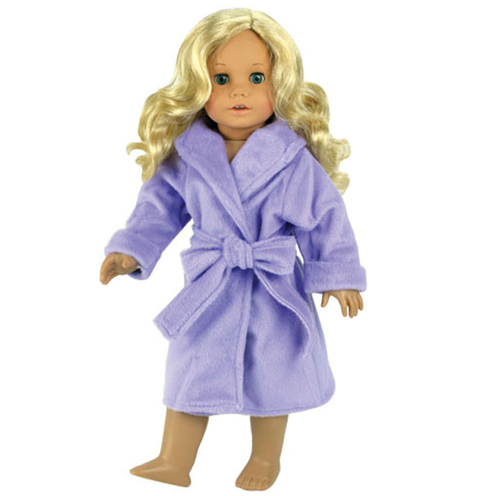 Sophia’s Luxuriously Soft Velour Spa Day Solid-Colored Bathrobe for 18” Dolls, Lavender