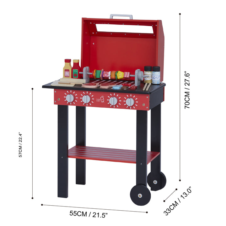 Teamson Kids - Little Helper Backyard BBQ Play Stand Play Kitchen - Red