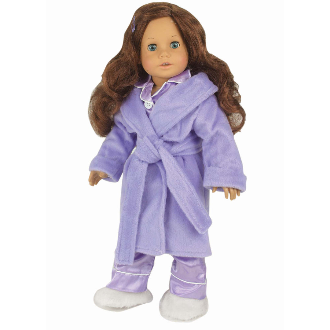 Sophia’s Luxuriously Soft Velour Spa Day Solid-Colored Bathrobe for 18” Dolls, Lavender