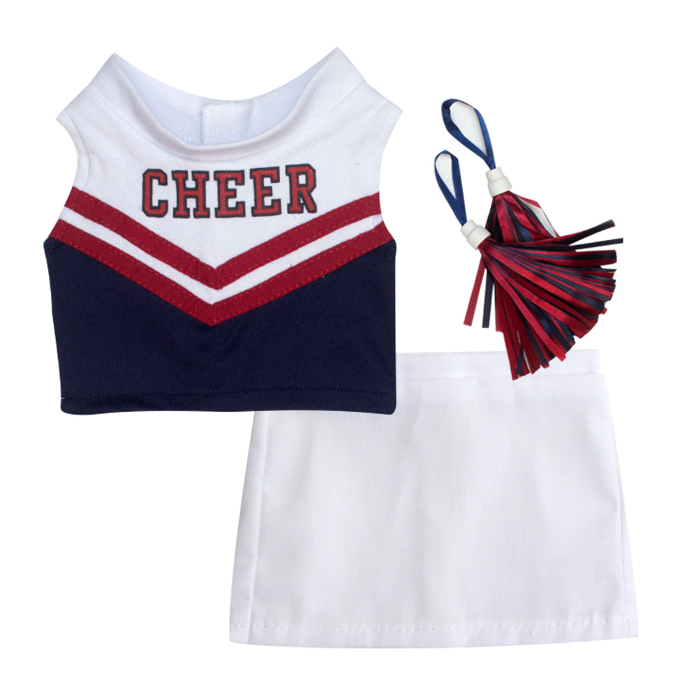 Sophia’s Dress Up Costume Cheerleader Top, Skirt, & Pom-Pom Playset for 18” Dolls, Red/Navy