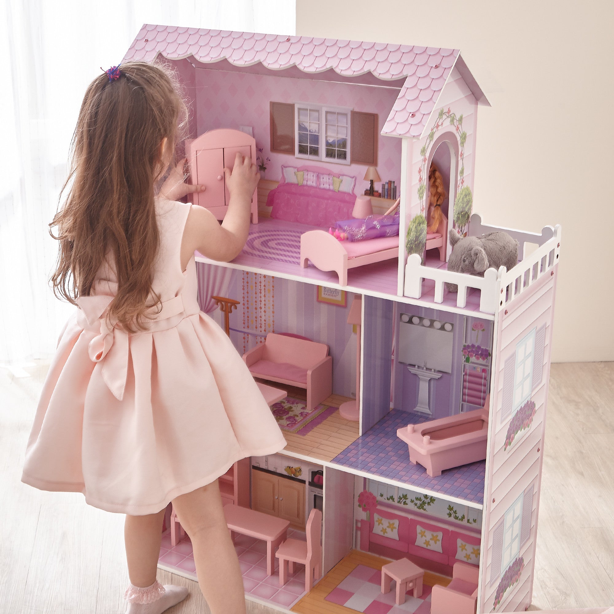 Maison de poupée avec 15Pcs accessoires, Teamson Kids, violet