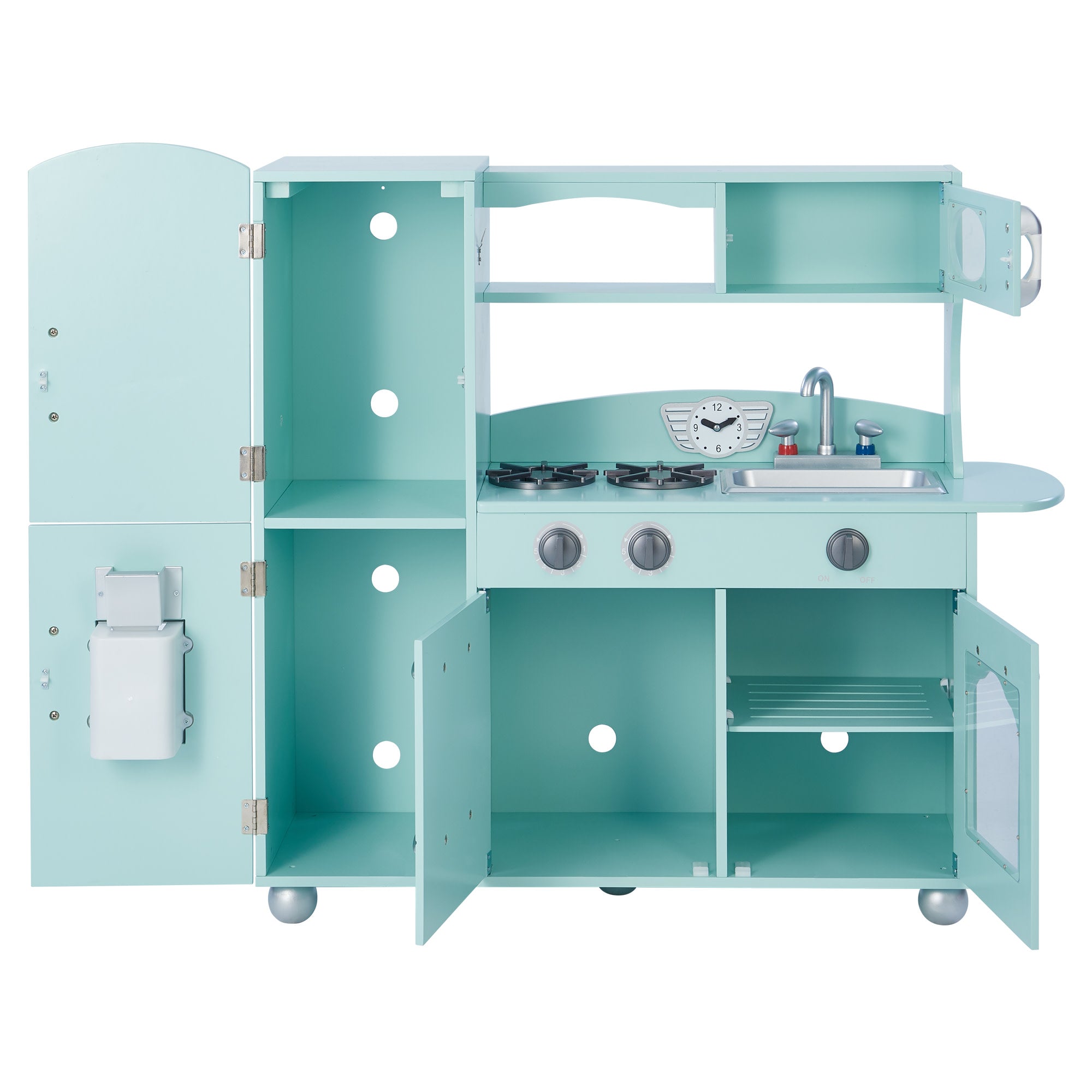 Teamson Kids Deluxe Play Kitchen, frigorifero e 15 accessori, verde