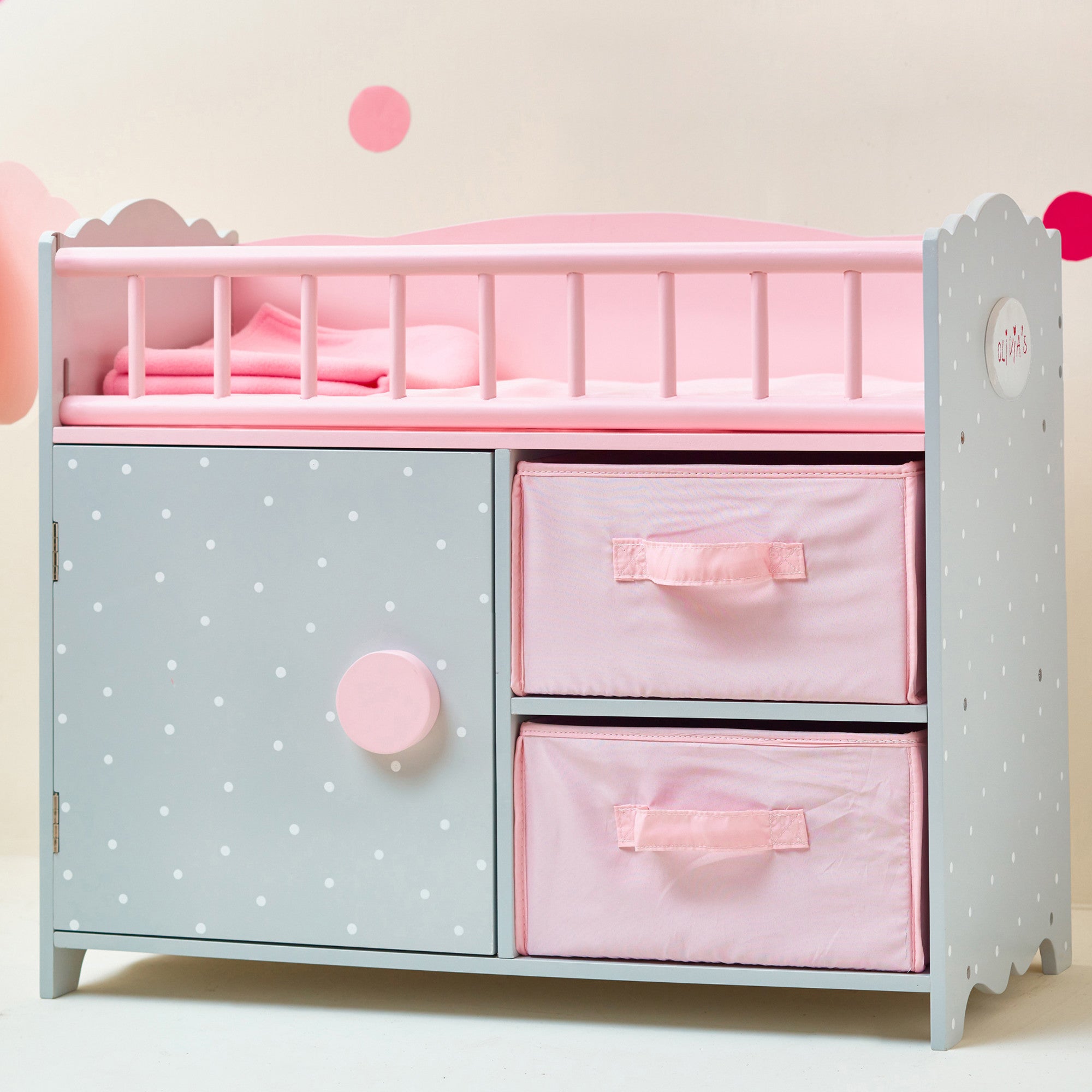 Olivia's Little World Pink Doll Changing Bed Storage by Olivia's World  Wooden Furniture Toy TD-0203AG